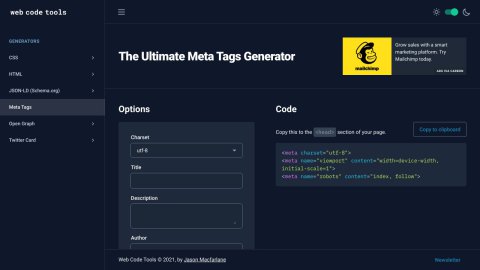 Meta Tags — Preview, Edit and Generate